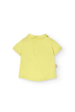 Completo di maglietta e pantalone a maglia per neonata in colore verde con stampa floreale.