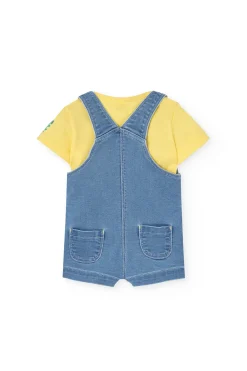 Completo di t-shirt in maglia per neonato di colore giallo.