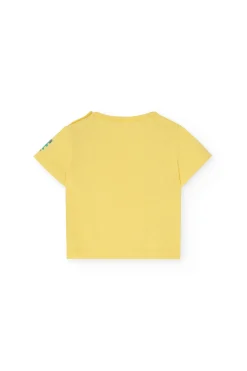 Completo di t-shirt in maglia per neonato di colore giallo.