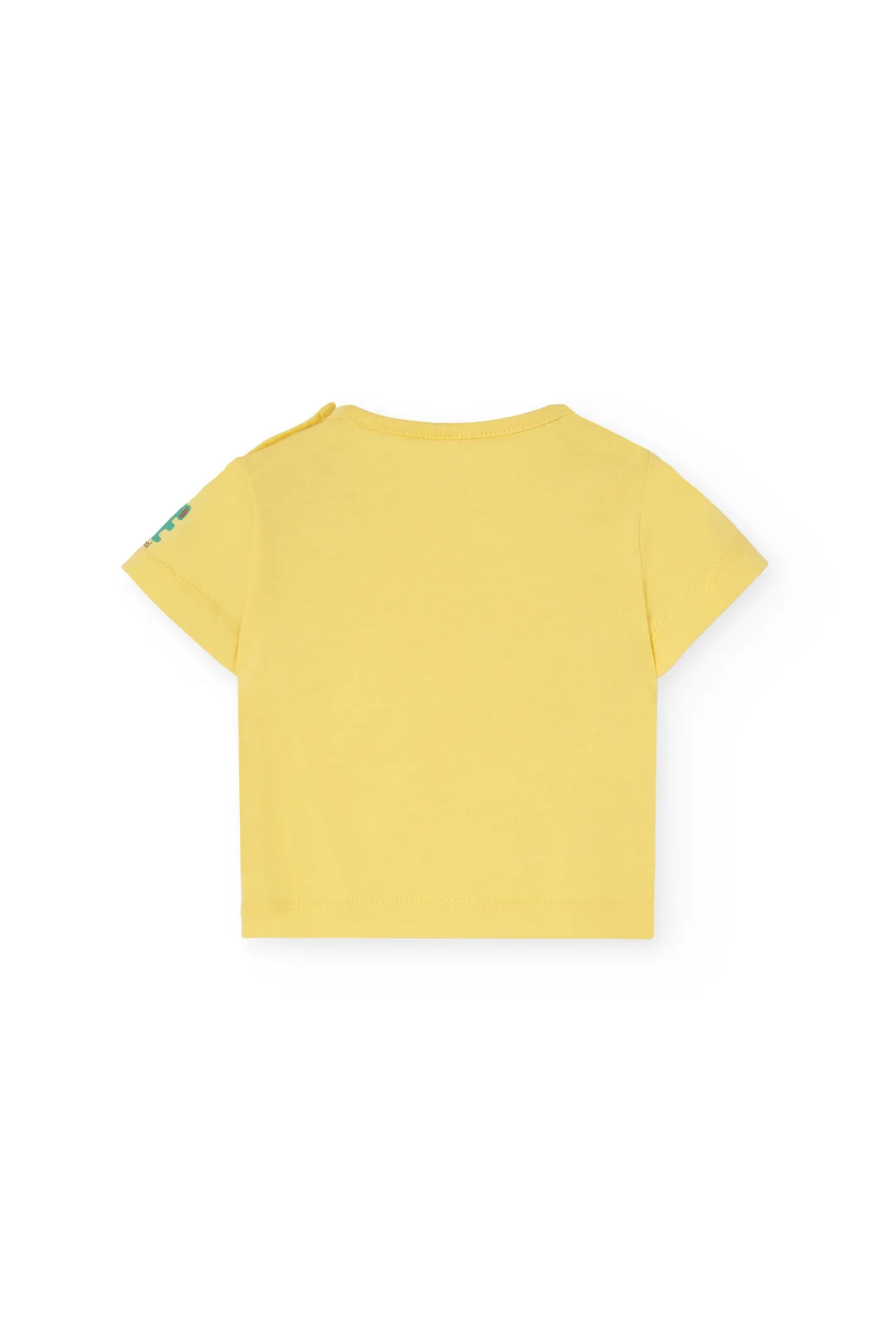 Completo di t-shirt in maglia per neonato di colore giallo.