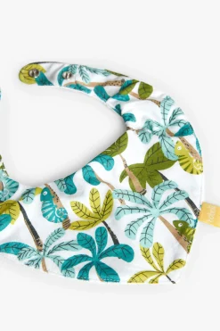 Confezione di 2 bavaglini a triangolo in maglia per bebé di colore giallo con motivo vegetale