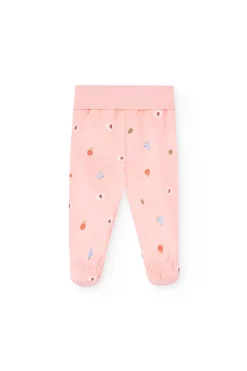 Coordinato in maglia per bambina in bianco e rosa.
