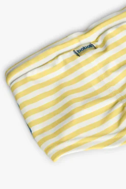 Costume da bagno a maglia per bambino neonato a righe bianche e gialle