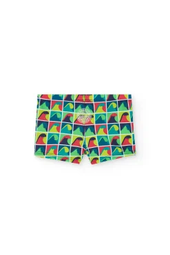 Costume da bagno in maglia per bambino con stampa in colore verde