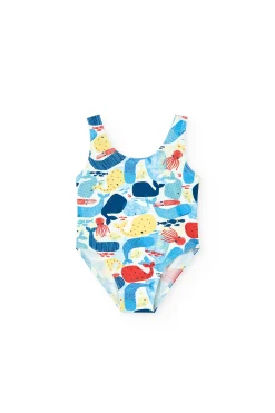 Costume da bagno in poliammide per bambina con stampa.