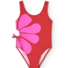 Costume da bagno in poliammide per bambina di colore granata.