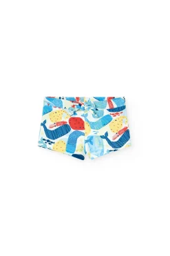 Costume da bagno in poliammide per neonato con stampa di animali marini