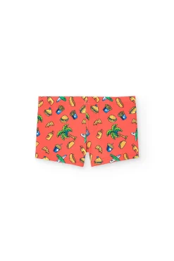 Costume da bagno in poliammide per bambino di colore rosso.