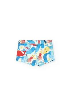 Costume da bagno in poliammide per neonato con stampa di animali marini