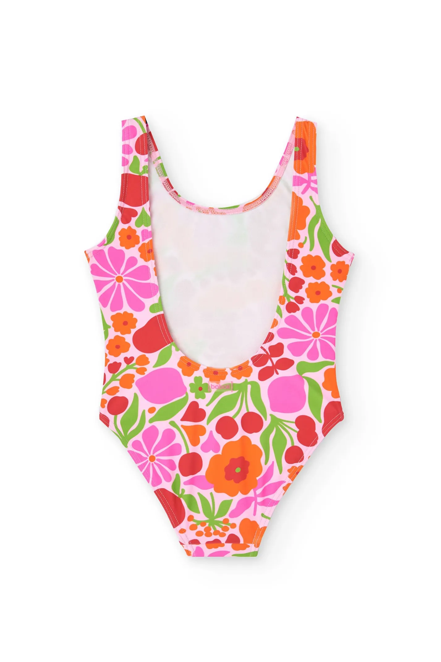 Costume da bagno in poliammide per bambina con stampa floreale dai colori vivaci.