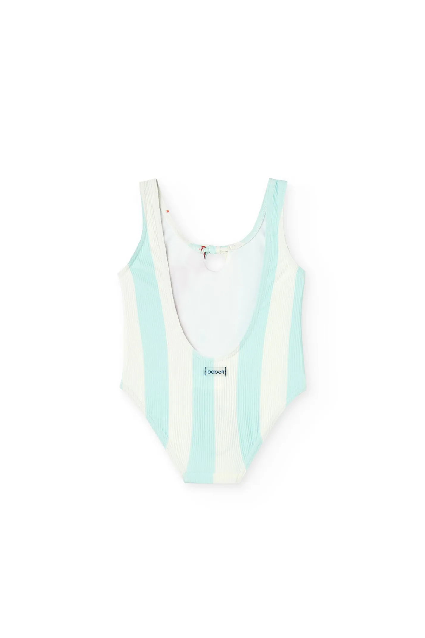 Costume da bagno in poliammide per bambina in colore verde acqua con design di aragosta.