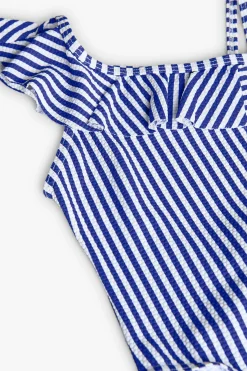 Costume da bagno in poliammide per bambina con stampa a foglie