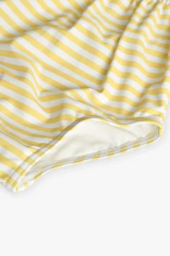 Costume da bagno in poliammide per bambina a righe gialle e bianche