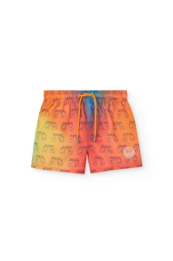 Costume da bagno in tessuto riciclato per bambino in colore arancione