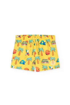 Costume da bagno in tessuto riciclato per bambino in giallo
