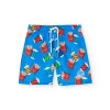 Costume da bagno in tessuto riciclato per bambino di colore blu con stampa