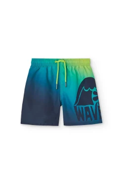 Costume da bagno in tessuto riciclato per bambino in colore blu marino.
