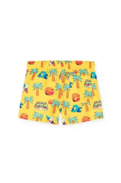 Costume da bagno in tessuto riciclato per bambino in giallo