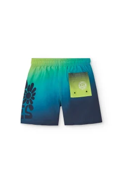 Costume da bagno in tessuto riciclato per bambino in colore blu marino.