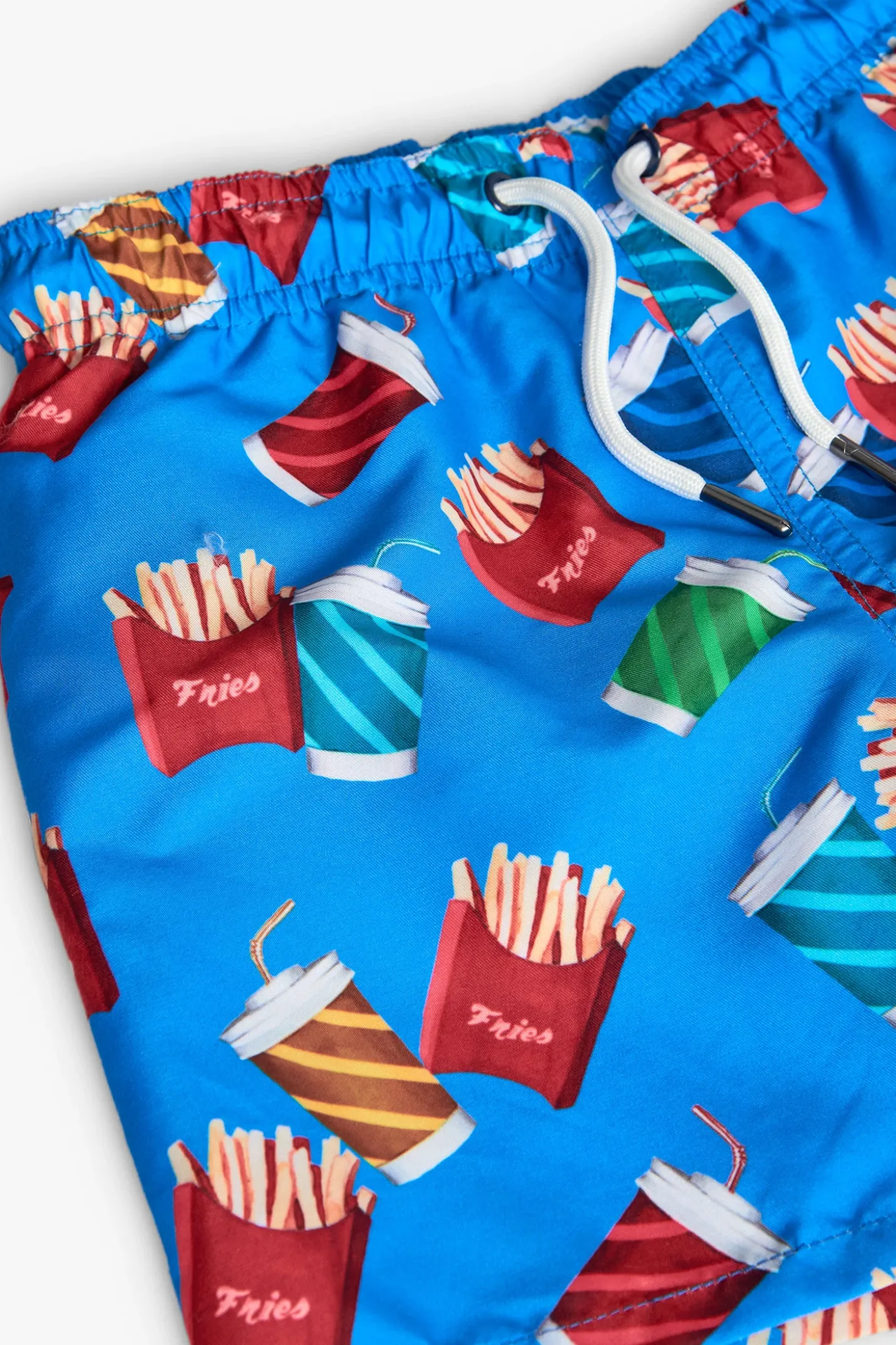 Costume da bagno in tessuto riciclato per bambino di colore blu con stampa