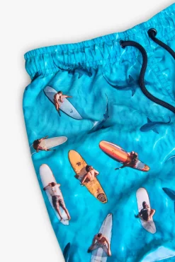 Costume da bagno in tessuto riciclato per bambino di colore blu
