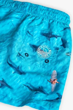 Costume da bagno in tessuto riciclato per bambino di colore blu
