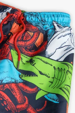 Costume da bagno per bambino in tessuto riciclato di colore blu marino.