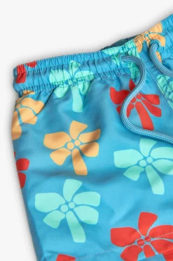 Costume intero a maglia per neonato in colore blu con stampa.