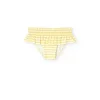 Costume slip in poliammide per neonata a righe gialle e bianche.