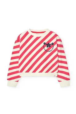 Felpa a maglia per bambina in colore rosso e bianco