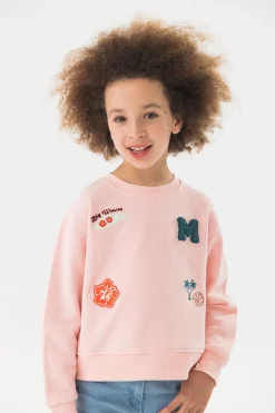 Felpa di maglia per bambina di colore rosa