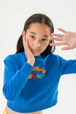 Felpa per bambina di colore blu.