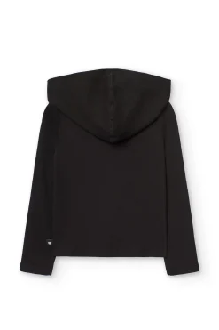 Giacca basica a coste per bambina in colore nero