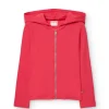 Giacca basica in maglia per bambina color fragola.