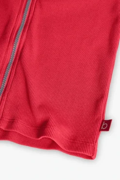 Giacca basica in maglia per bambina color fragola.