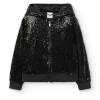 Giacca con paillettes per bambina di colore nero.