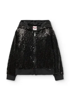 Giacca con paillettes per bambina di colore nero.
