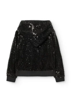 Giacca con paillettes per bambina di colore nero.