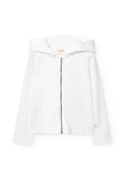 Giacca di base in maglia per bambina di colore bianco