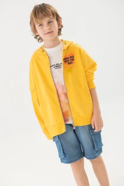 Giacca di felpa per bambino di colore giallo