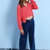 Giacca di maglia per bambina color fragola