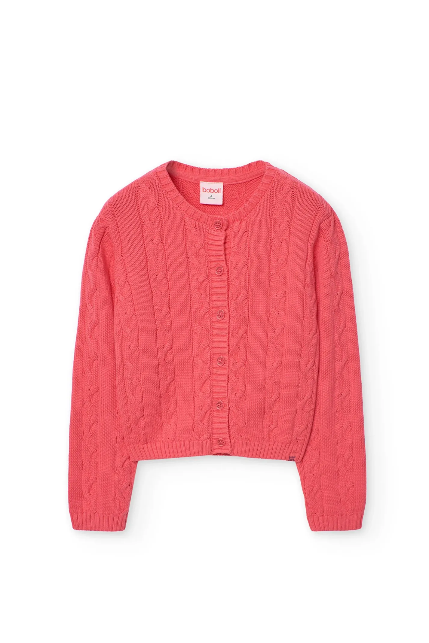 Giacca di maglia per bambina color fragola