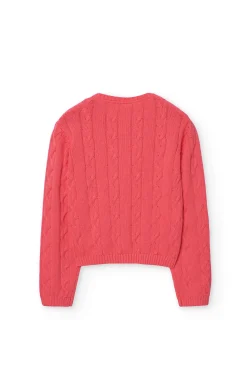 Giacca di maglia per bambina color fragola