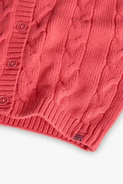 Giacca di maglia per bambina color fragola