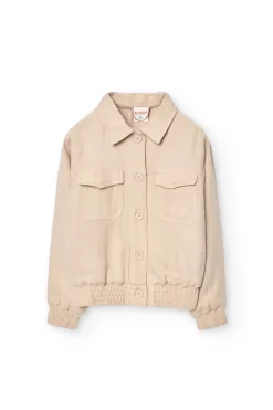 Giacca di sarja viscosa da bambina in colore beige
