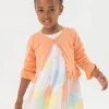 Giacca in maglia per neonato bambina di colore arancione.