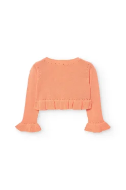 Giacca in maglia per neonato bambina di colore arancione.