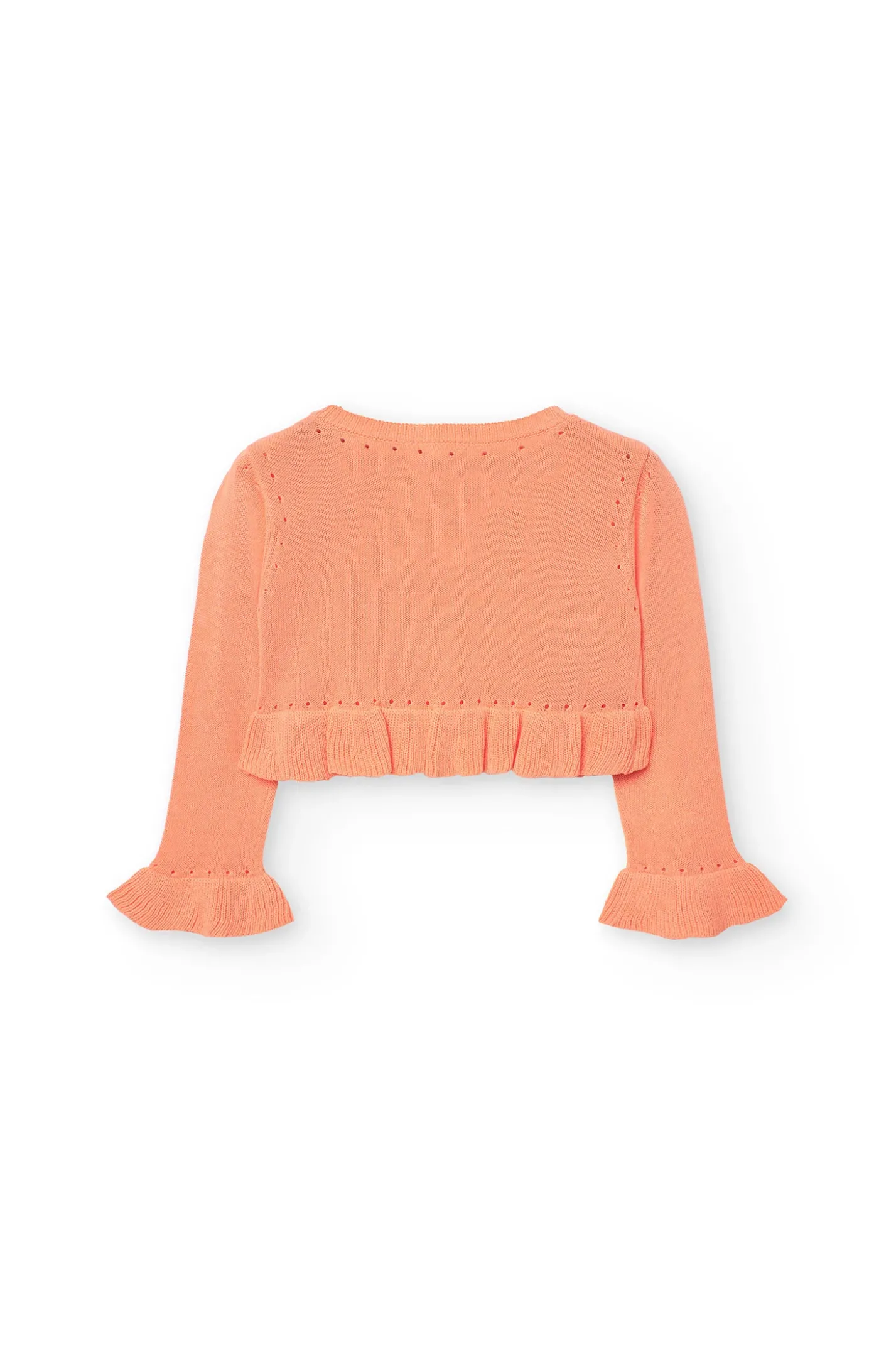 Giacca in maglia per neonato bambina di colore arancione.