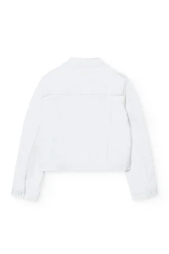 Giacca in tessuto elasticizzato per bambina di colore bianco