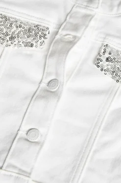 Giacca in tessuto elasticizzato per bambina di colore bianco